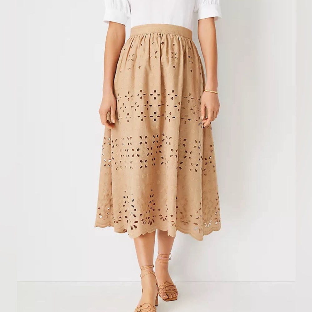 Ann Taylor Eyelet Midi Skirt